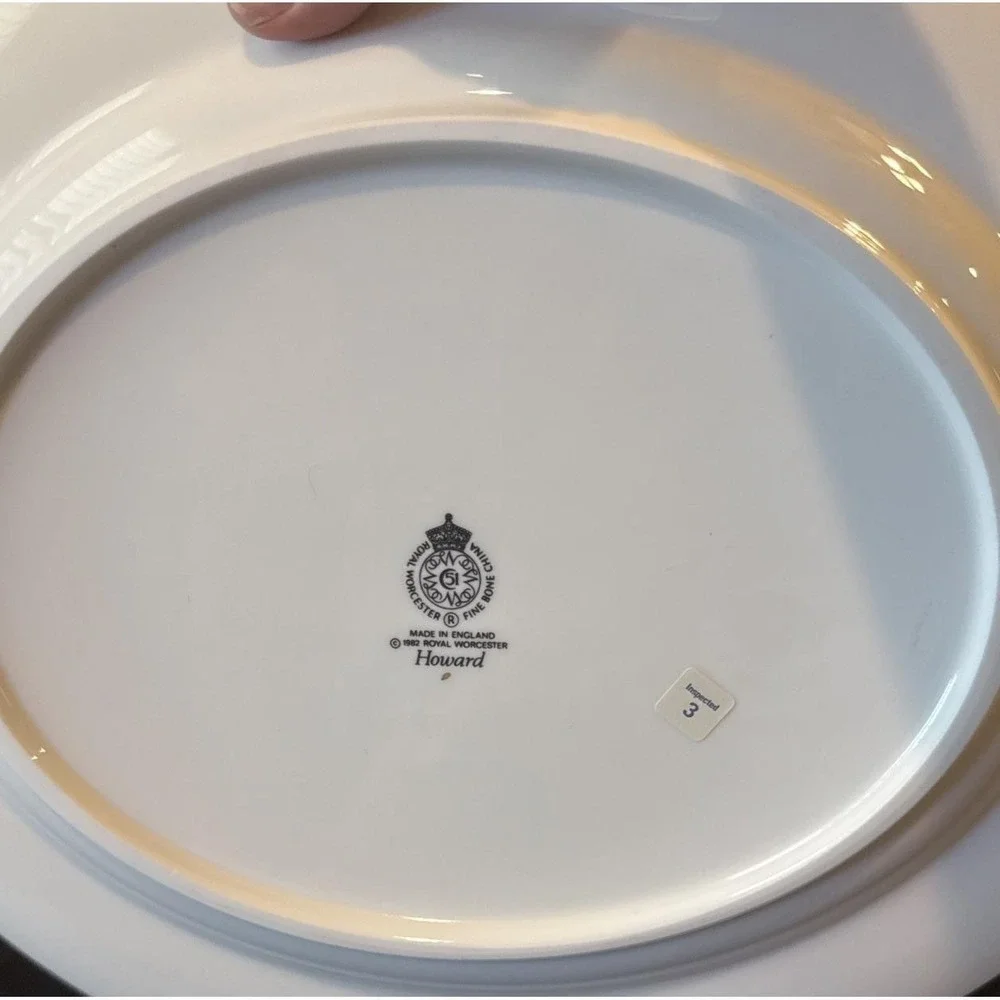 Royal Worcester Howard Pink Gold Trim Oval Serving Platter Plate England Retro